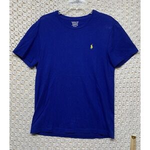Vintage Polo Ralph Lauren Shirt Mens Sz M Blue  Single Stitch Crew Neck Cotton